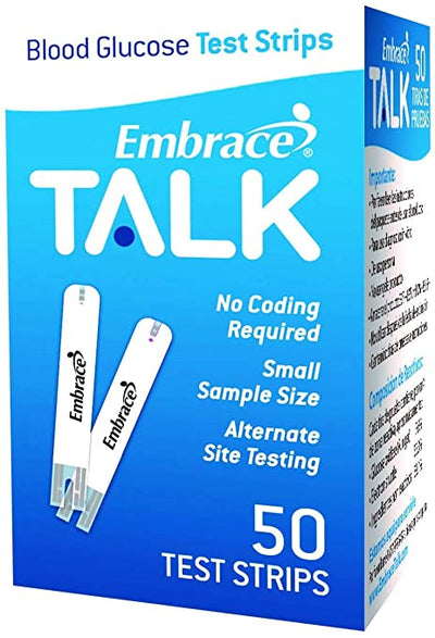 Embrace Talk Blood Glucose Test Strips 50s
